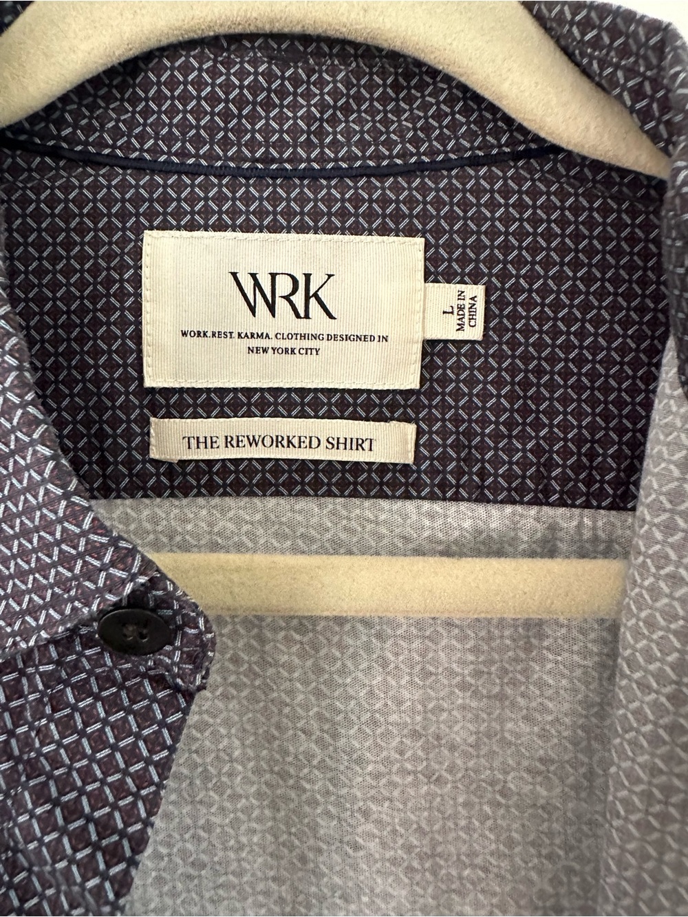 Two WRK Reworked Geometric Patterned Dress Shirts Men’s Large - Picture 4 of 9